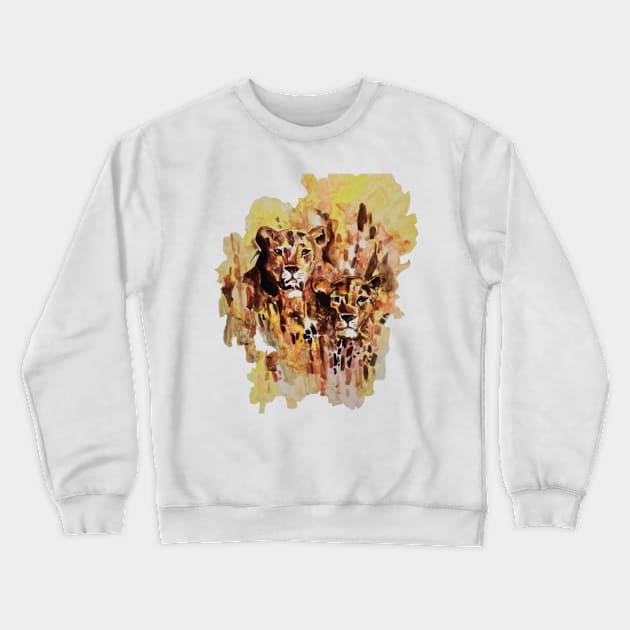 Lion acrylic painting Crewneck Sweatshirt by Quirkypieces